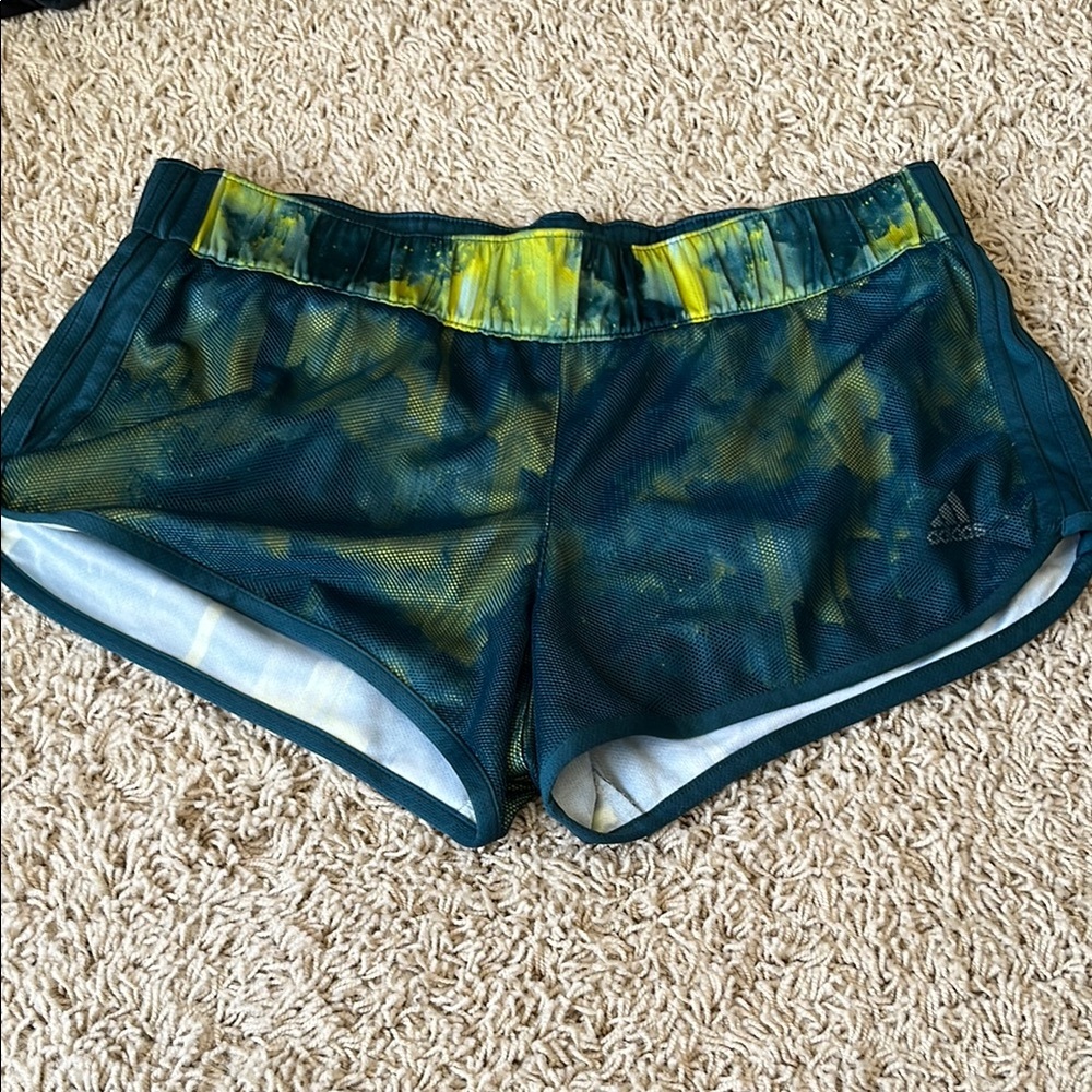 adidas Women's Athletic Shorts - Green and Yellow